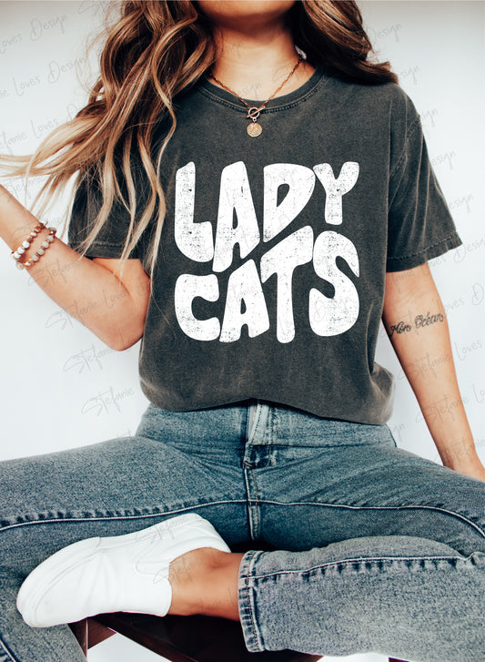 Lady Cats png, Distressed Mascot png, Digital Design