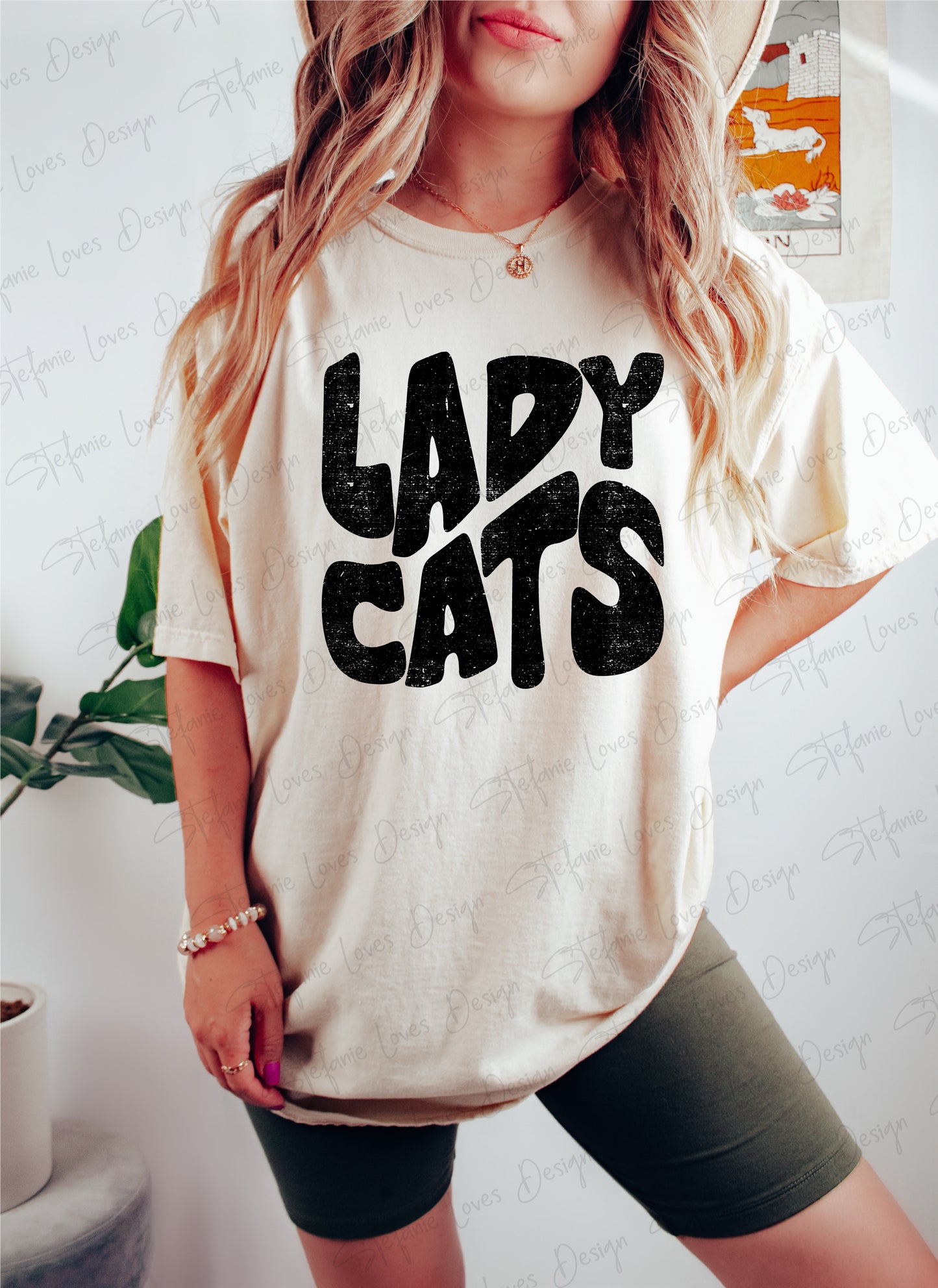 Lady Cats png, Distressed Mascot png, Digital Design