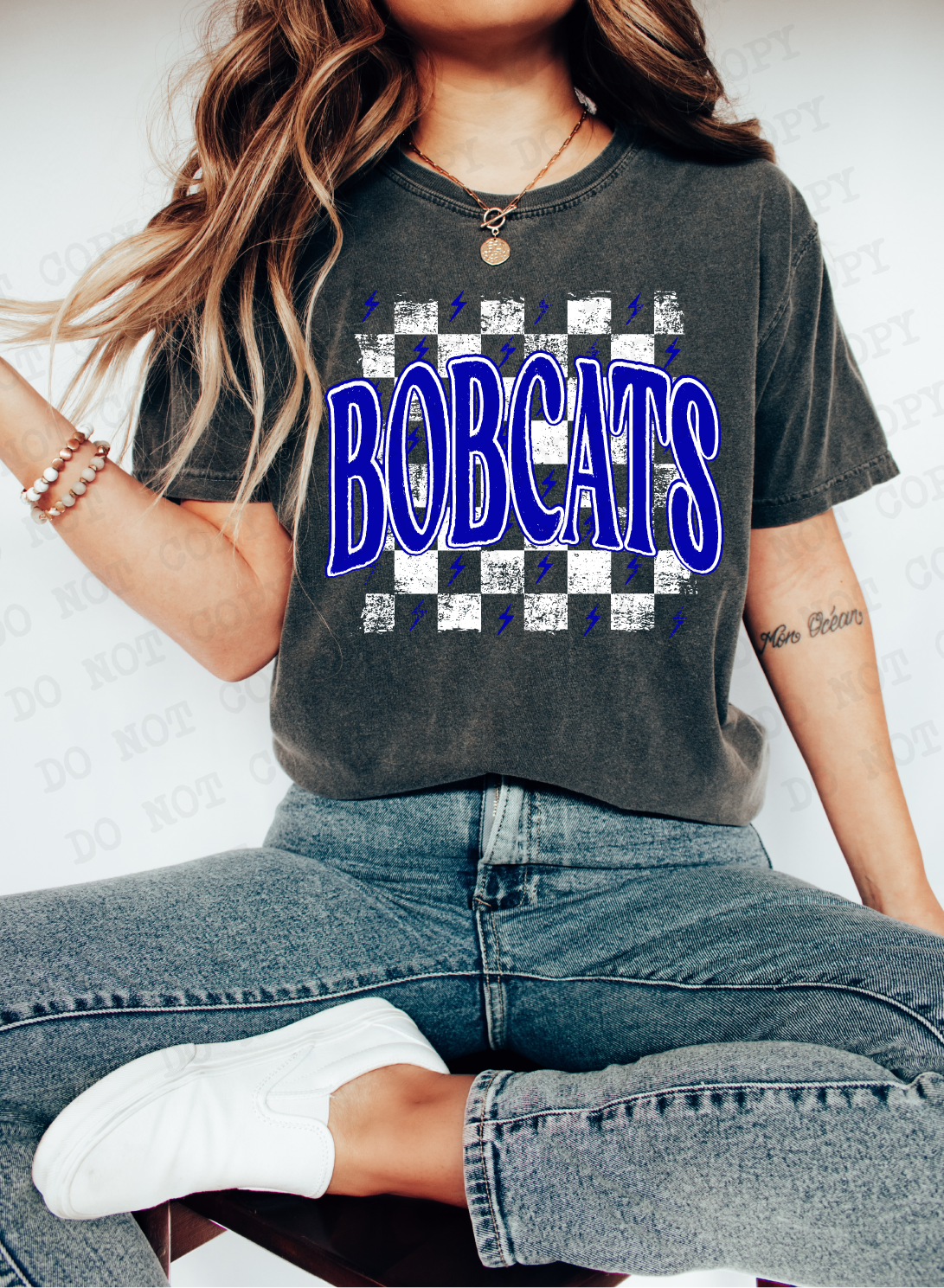 BOBCATS Checkered Rag BLUE & WHITE