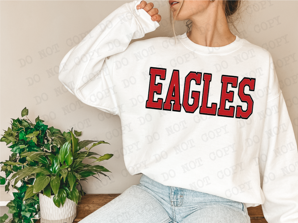 Eagles Mascot png, Eagles Embroidered in Red Digital Design