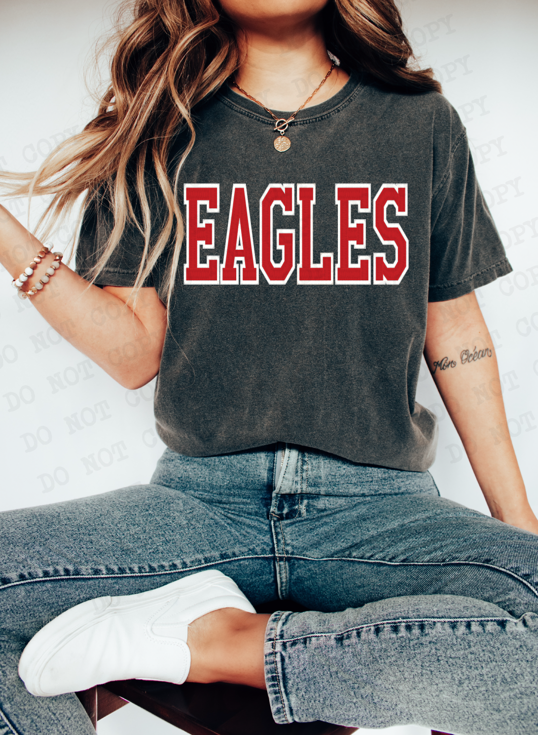 Eagles Mascot png, Eagles Embroidered in Red Digital Design