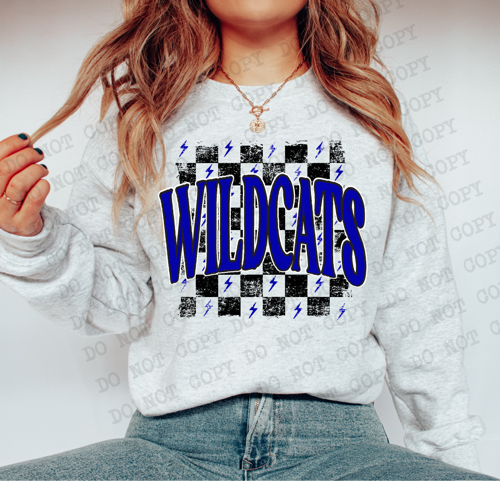 WILDCATS Checkered Rag Royal Blue