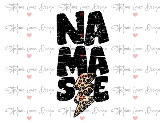 Namaste Distressed Lightning Bolt PNG, Yoga Leopard Lightning Bolt png, Yogi, Yoga, Digital Design