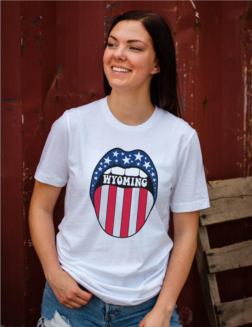 Wyoming Stars and Stripes Lips PNG, Patriotic Wyoming, 4th of July Wyoming Lips, Wyoming Patriotic tee