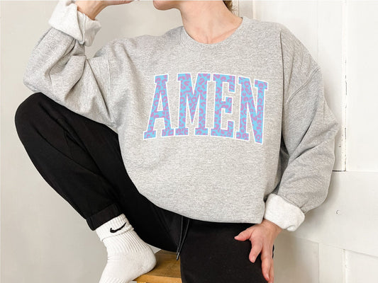 Amen png, Amen Leopard png, Christian saying, Digital Design, Ice Blue and Lilac Amen