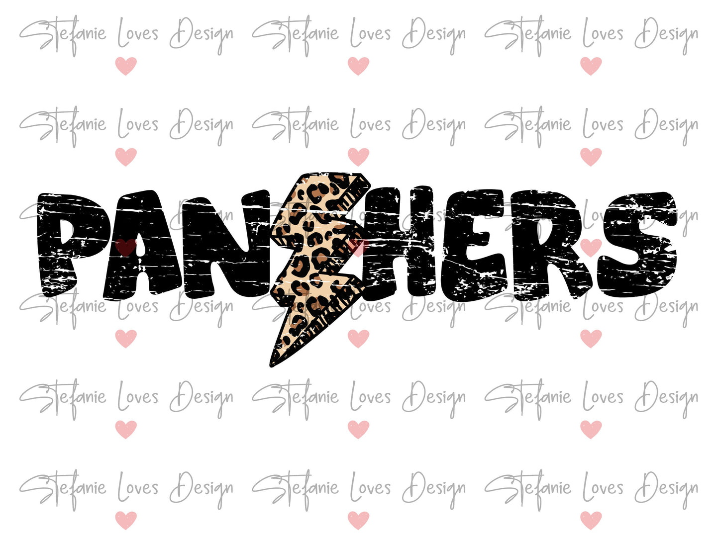 Panthers Distressed Lightning Bolt PNG, Leopard Lightning Bolt png, Panthers Mascot