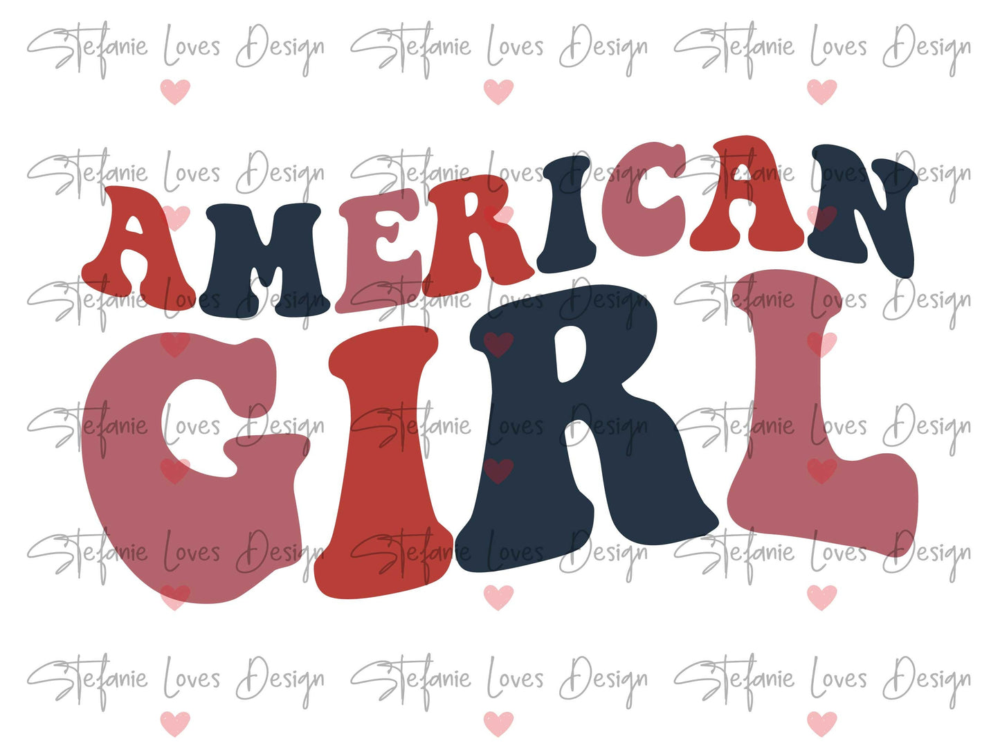 American Girl svg, America, July 4th Independence Day, Fourth of July, Wavy Letters Digital Design