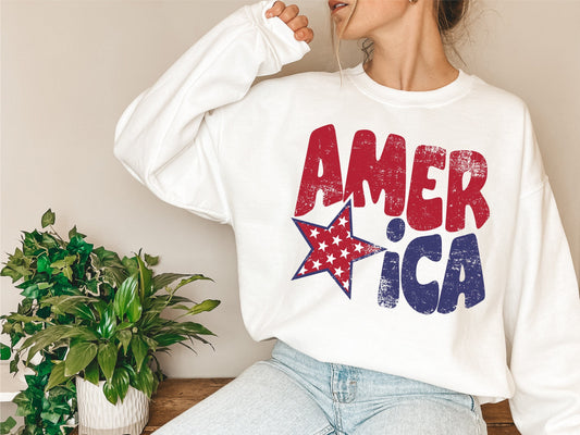 America Distressed, America Grunge with Star, PNG, Digital Design