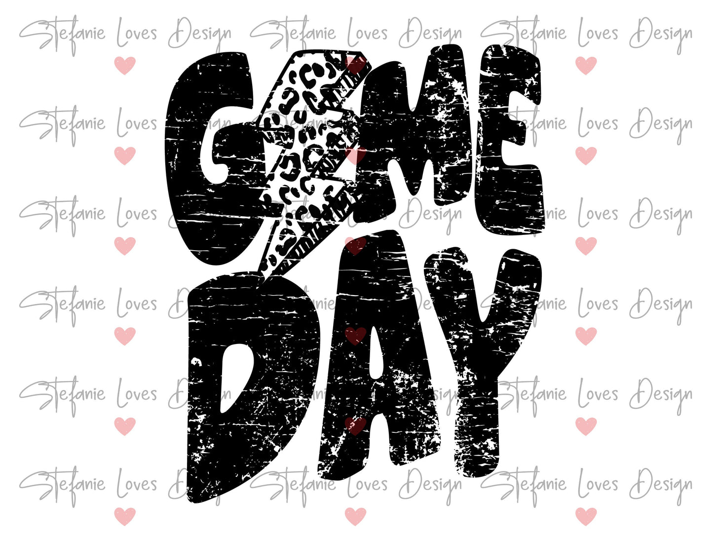 Game Day Lightning Bolt png, Distressed Game Day png, Sports png, Digital Design Black and White