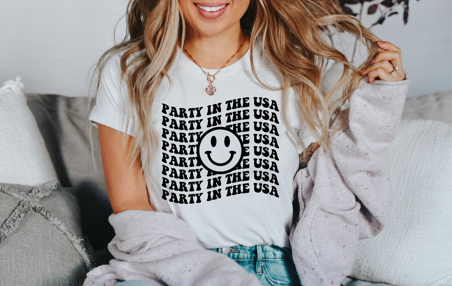 Party in the USA Smiley svg, USA Smiley Face png, Smiley Face, Have a Good Day svg, Retro Smiley Face