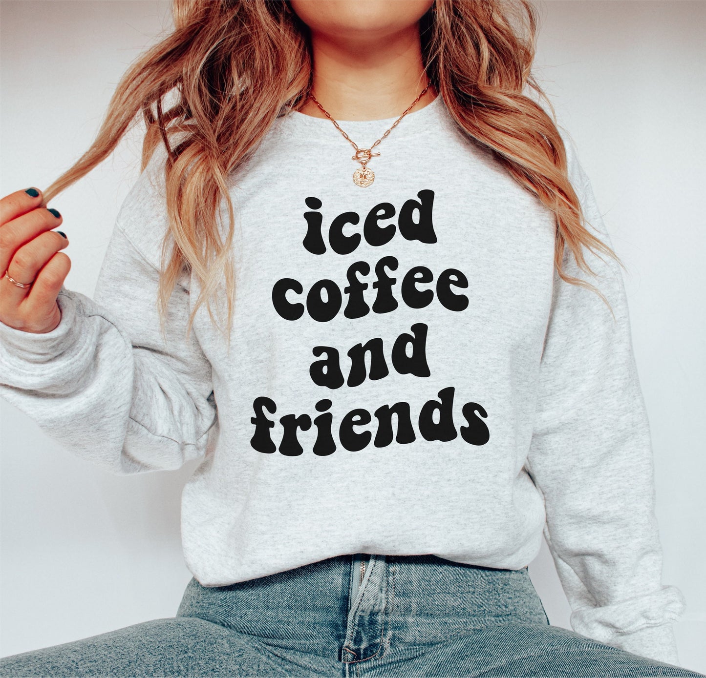 Iced Coffee and Friends svg, Retro Iced Coffee svg, Coffee and Friends, Wavy Letters, Digital Download