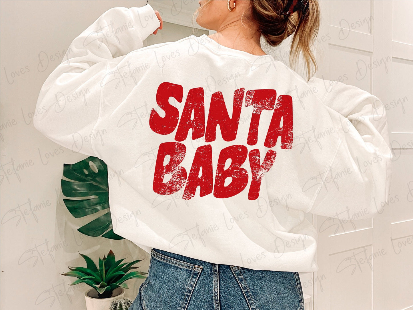 Santa Baby PNG, Christmas distressed png, Holiday shirt png, Digital Design