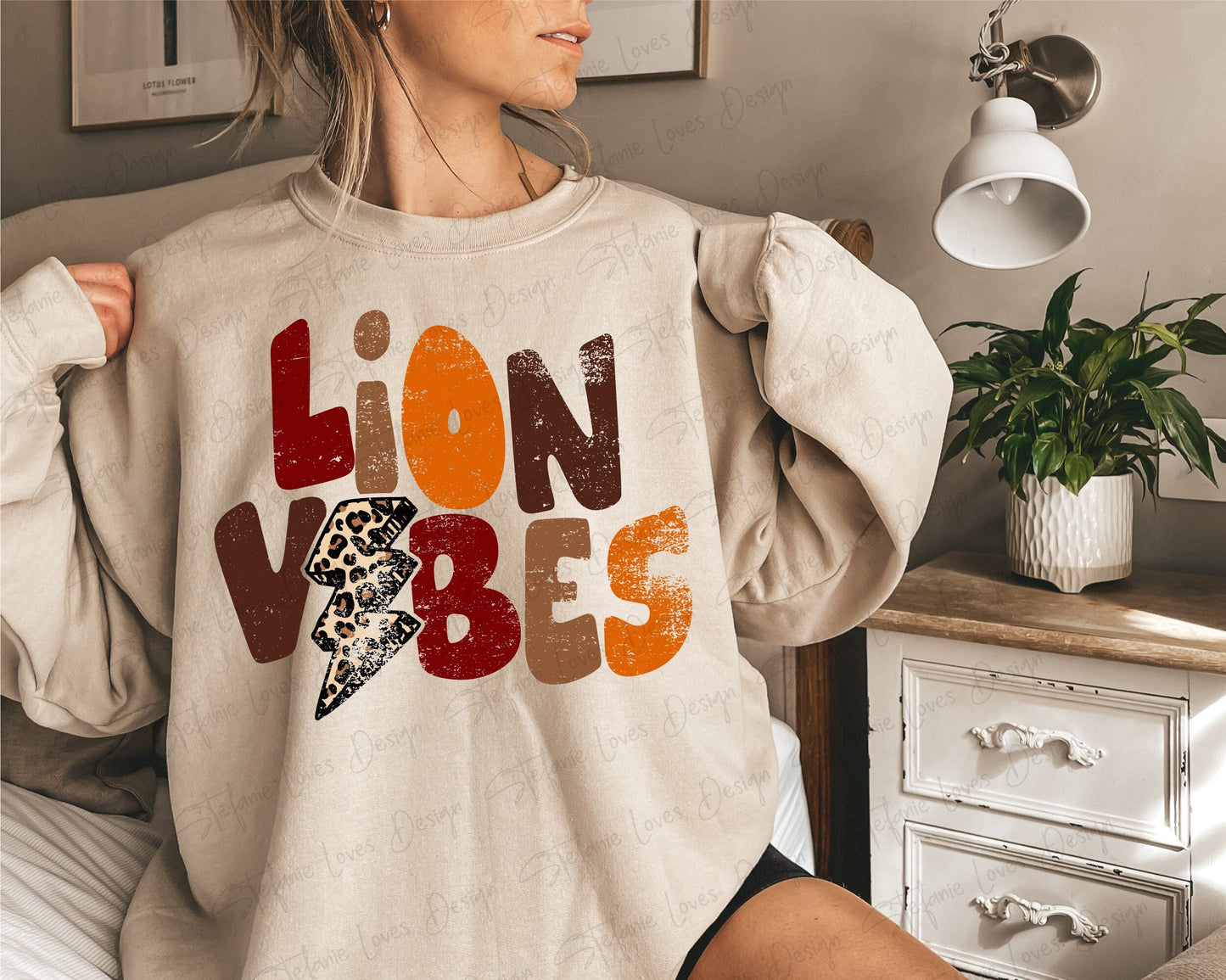 Lion Vibes png, Distressed Lion Vibes Mascot png, Digital Design, Lions