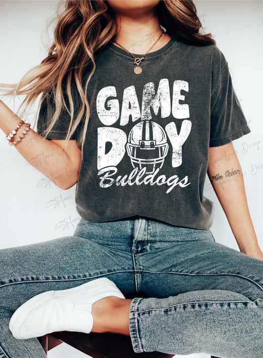 Game Day Bulldogs png, Distressed Game Day Helmet png, Game Day Football Helmet Bulldogs