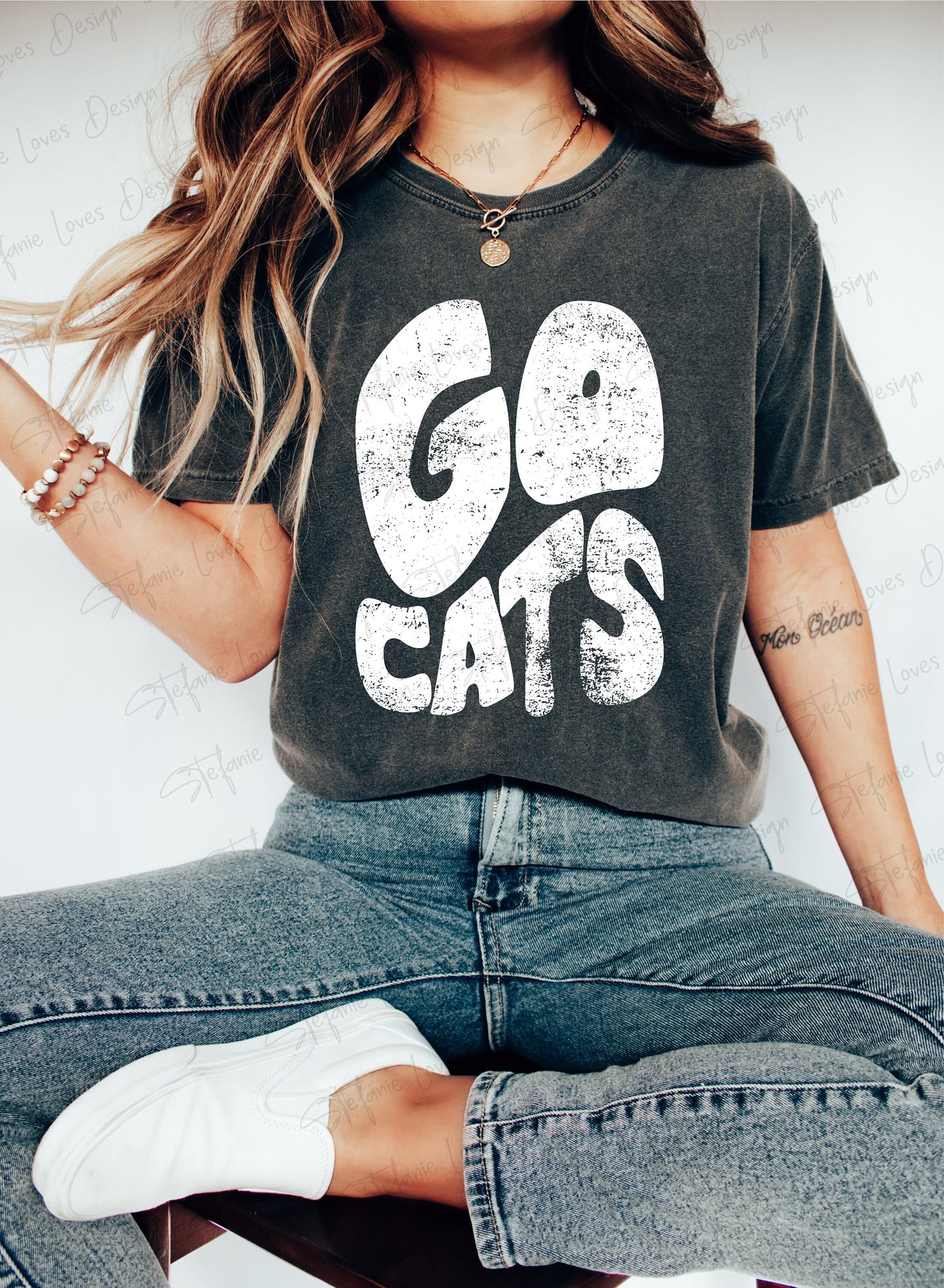 Go Cats Distressed PNG, Digital Download
