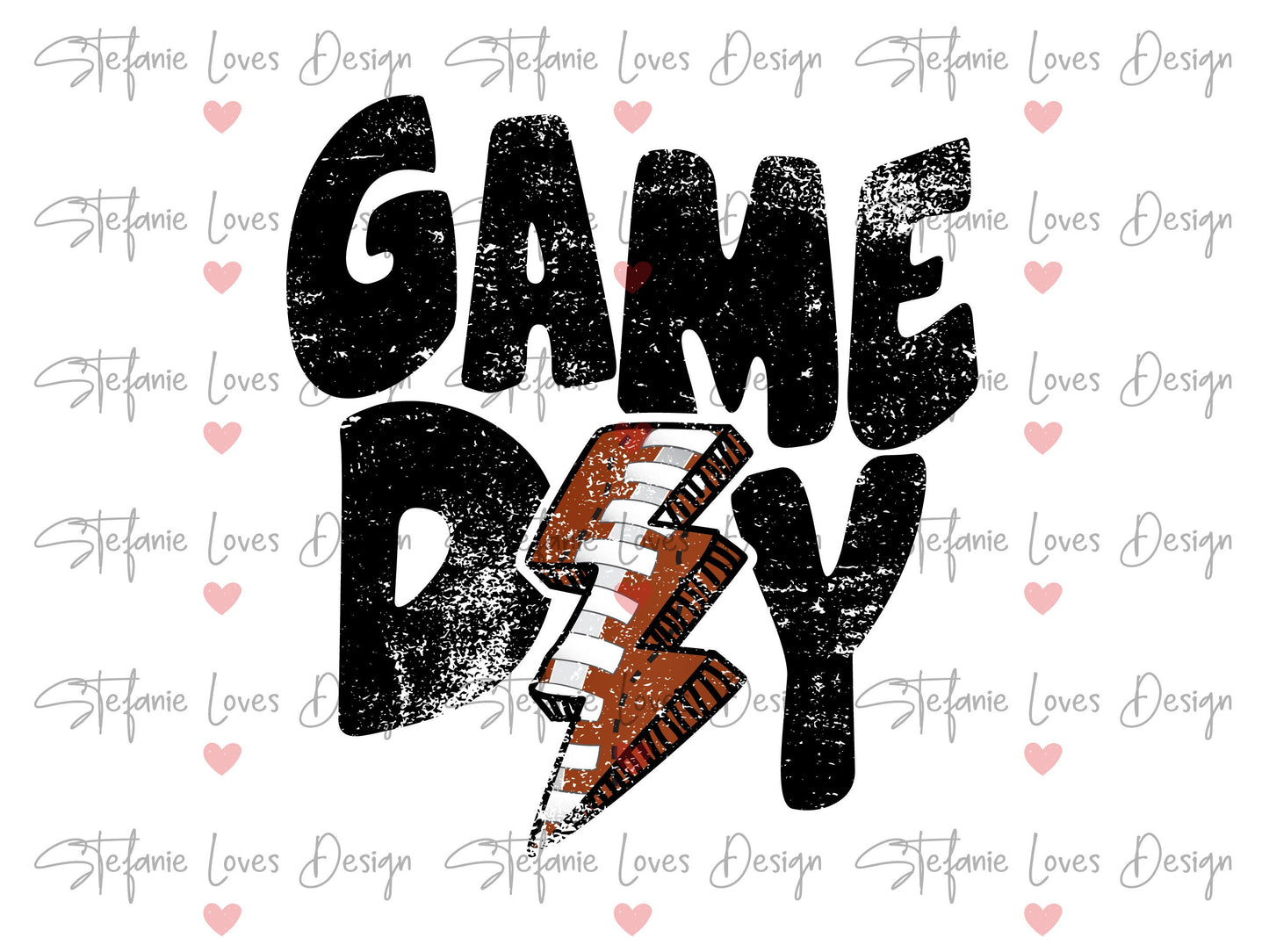 Game Day Football Bolt png, Distressed Game Day png, Digital Design