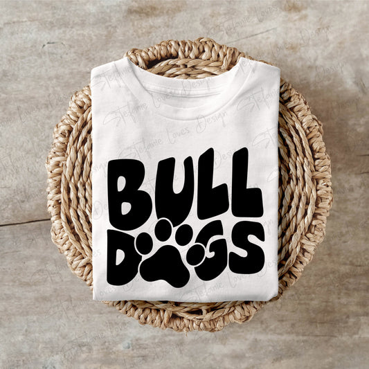 Bulldogs with Paw SVG, Bulldogs, Retro Wavy Letter Digital Design