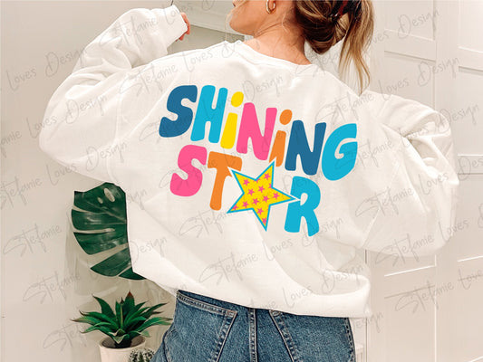 Shining Star svg, Shining Star colorful, Wavy Letters Svg, Digital Design