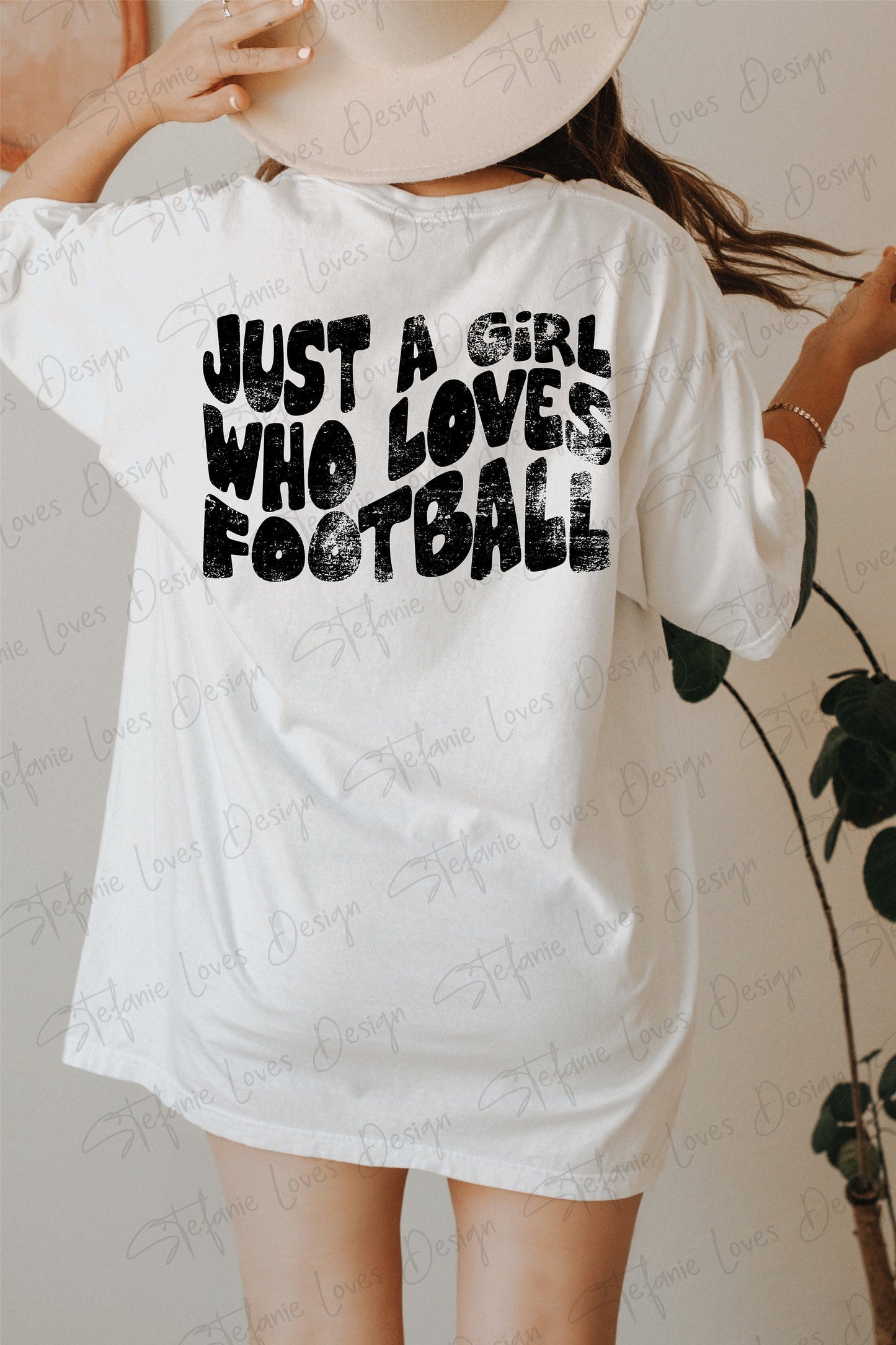 Just A Girl Who Loves Football png, Distressed Football png, Digital Design
