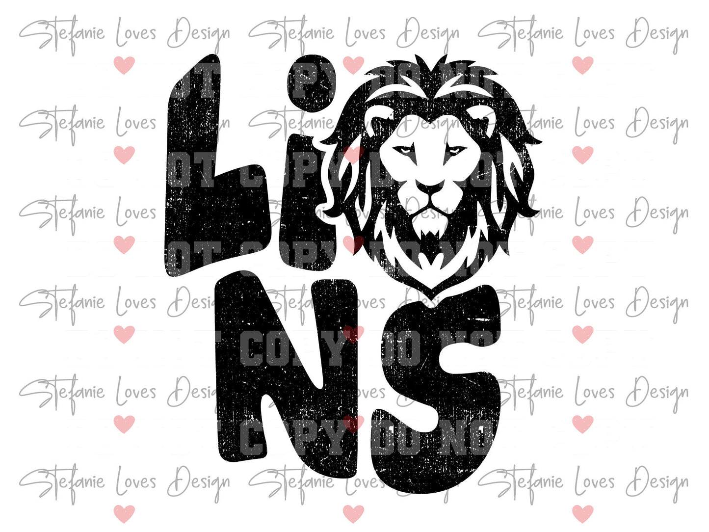 Lions stacked Lion Distressed png, Distressed Lions Mascot png, Digital Design